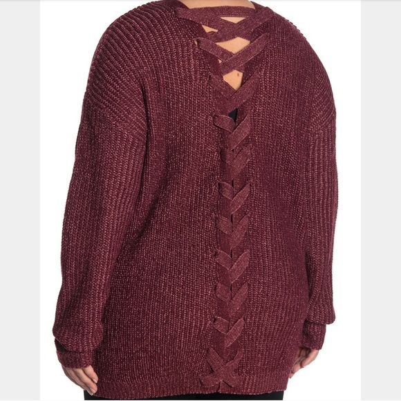 Derek Heart Sweaters - Derek Heart Lace-Up Back Chunky Cardigan